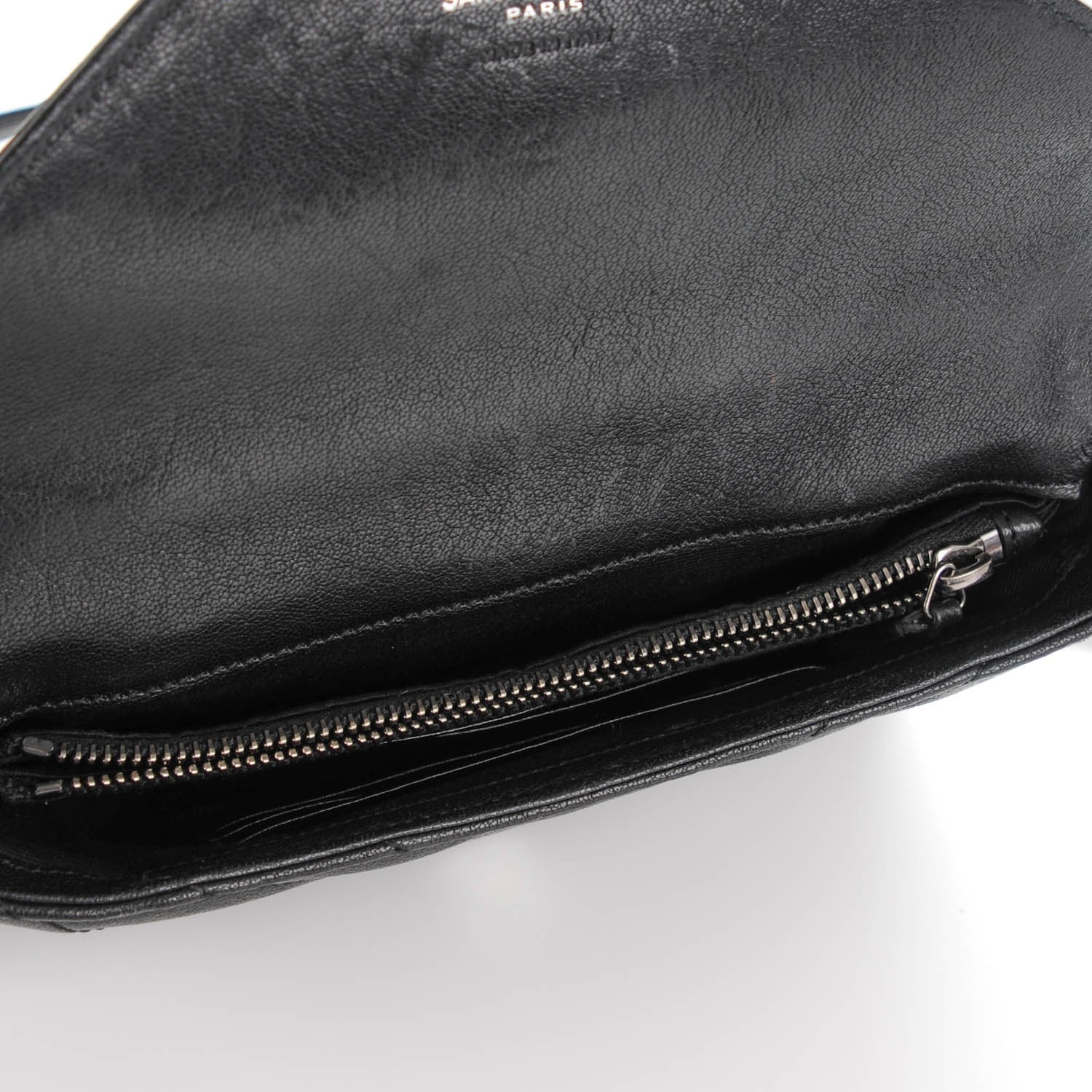 Saint Laurent Sheepskin Matelasse Chevron Monogram College Chain Wallet Black 5 of 7