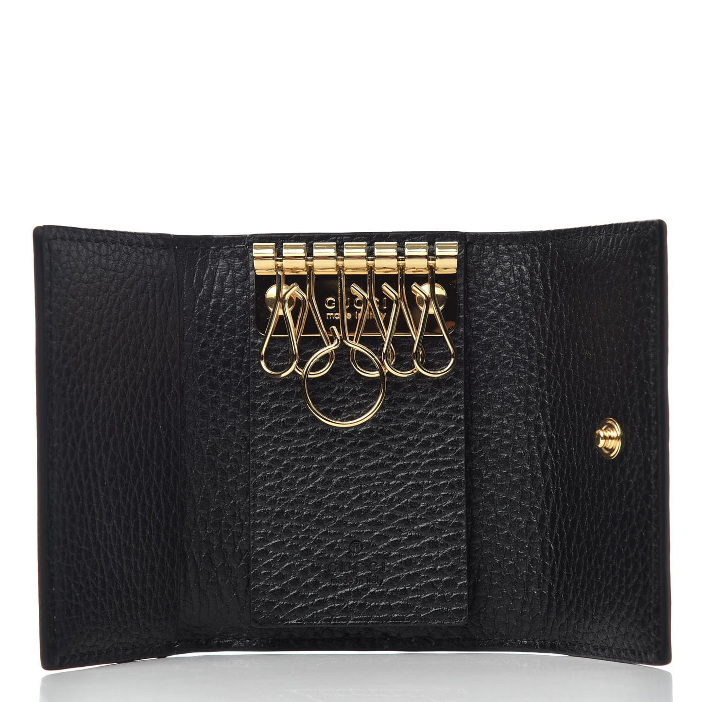 Dollar Calfskin GG Supreme Monogram GG Marmont 6 Key Holder Case Black Beige Ebony