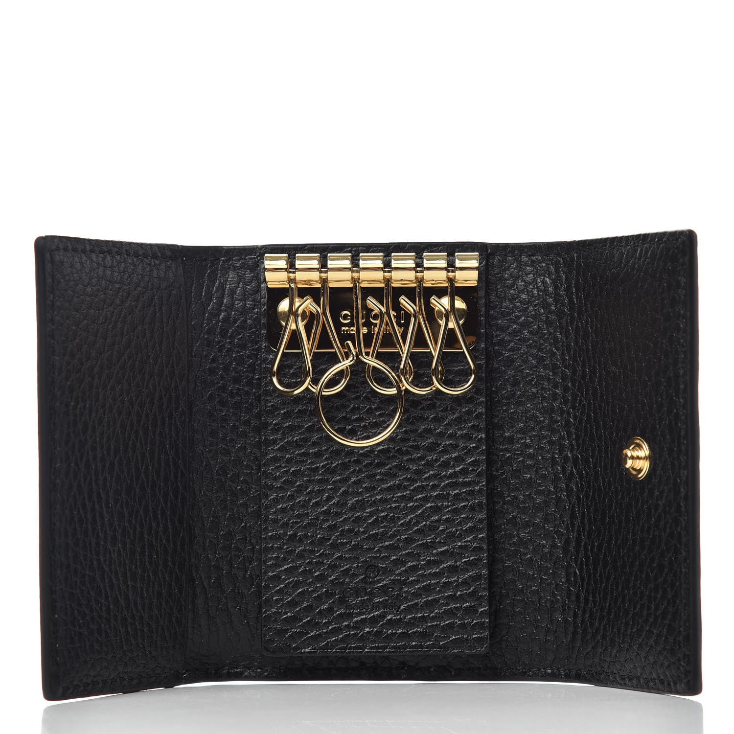 Gucci Dollar Calfskin GG Supreme Monogram GG Marmont 6 Key Holder Case Black Beige Ebony 5 of 6