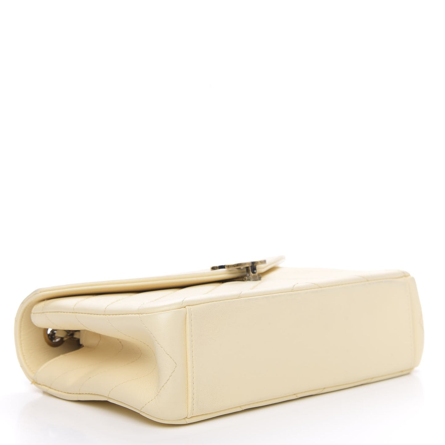 Lambskin Chevron Quilted Envelope Flap White