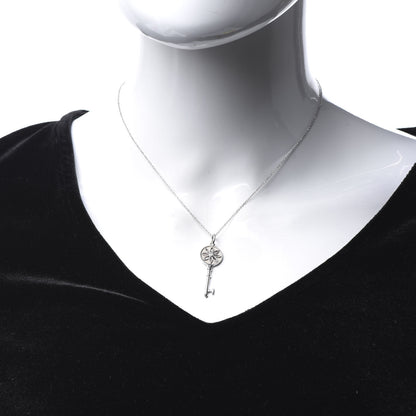 Tiffany Sterling Silver Diamond Daisy Key Pendant Necklace 2 of 5