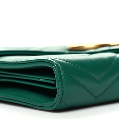 Gucci Calfskin Matelasse GG Marmont Chain Wallet Emerald Green 9 of 10