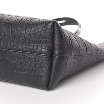 Saint Laurent Calfskin Crocodile Embossed Large Shopper Tote Black 11 of 12
