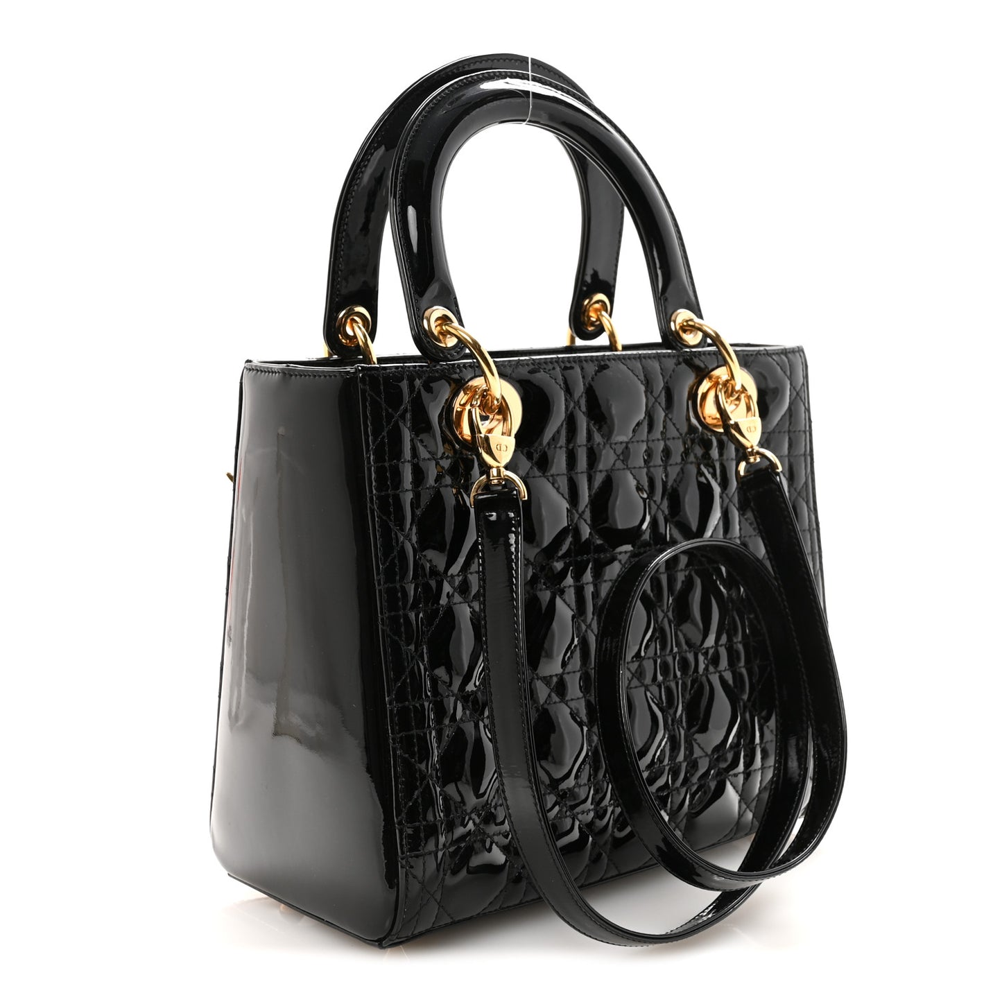 Patent Cannage Medium Lady Dior Black