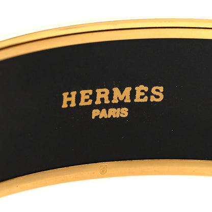 Hermes Enamel Printed Wide Brazil Bracelet 65 Black Multicolor 4 of 5
