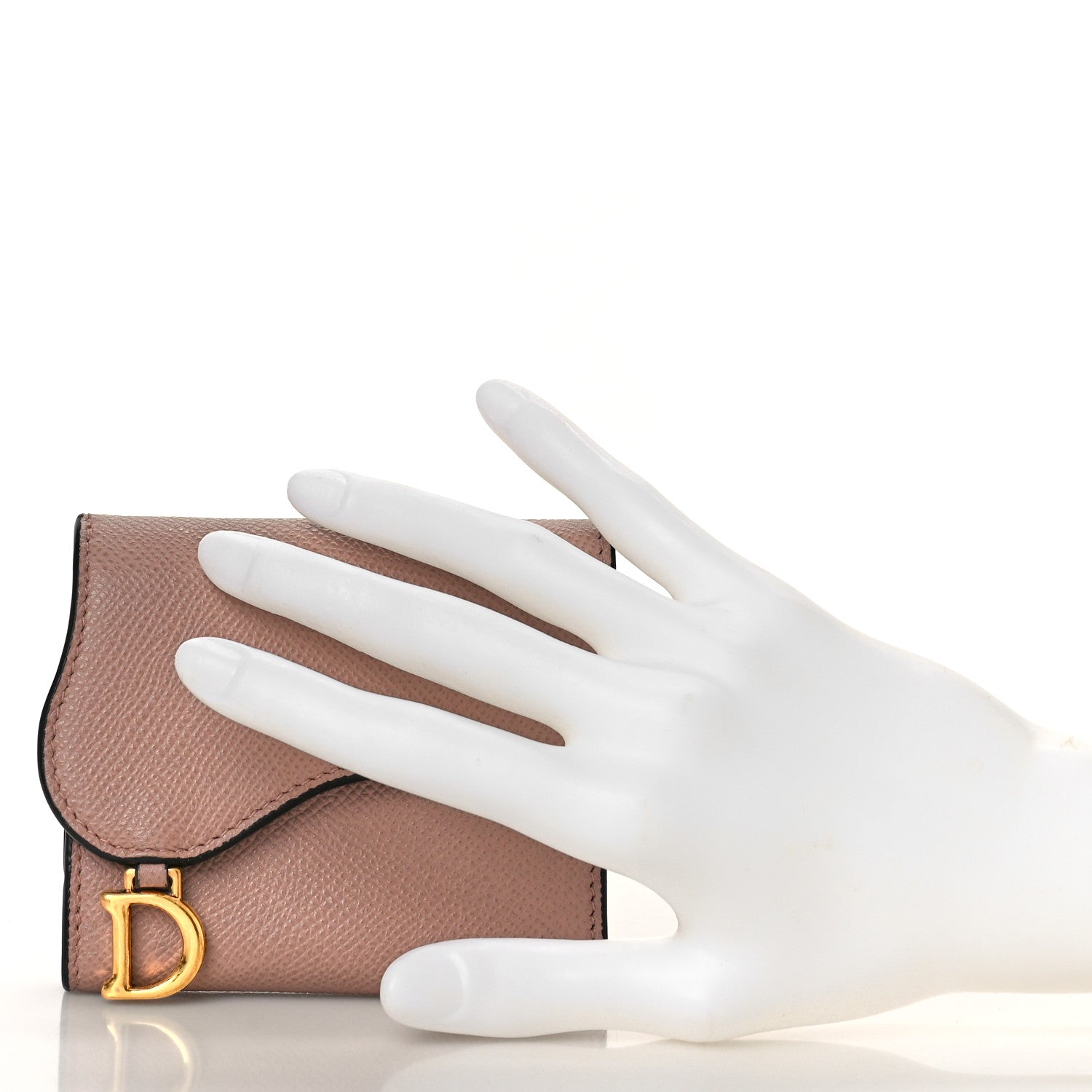 Christian Dior Grained Calfskin Saddle Lotus Wallet Blush 2 of 9