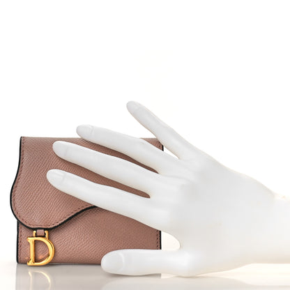 Christian Dior Grained Calfskin Saddle Lotus Wallet Blush 2 of 9