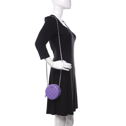 Chanel Caviar Quilted Round Clutch With Chain Purple 2 of 11