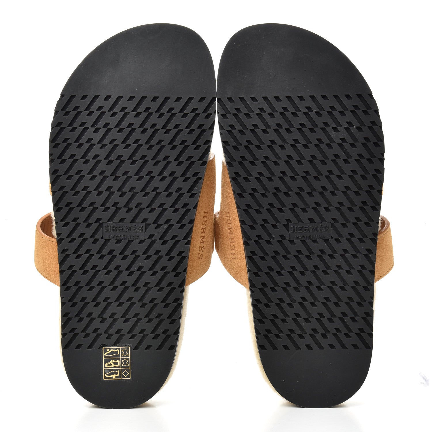 Hermes Suede Goatskin Woolskin Womens Chypre Sandals 38 Golden Beige 5 of 8