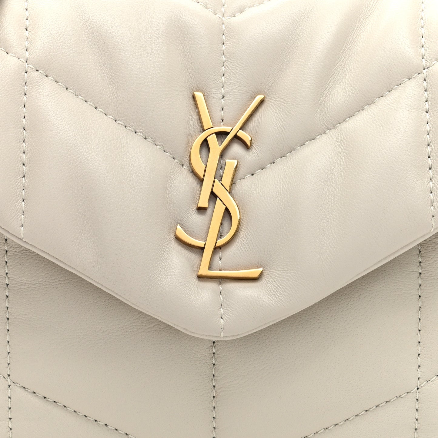 Lambskin Quilted Toy Loulou Puffer Monogram Chain Satchel Crema Soft