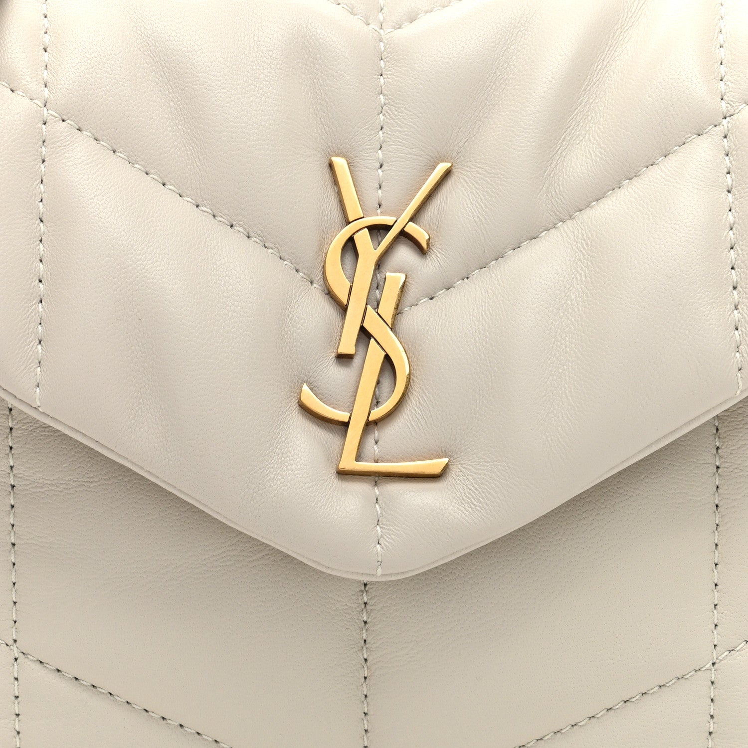 Saint Laurent Lambskin Quilted Toy Loulou Puffer Monogram Chain Satchel Crema Soft 7 of 9