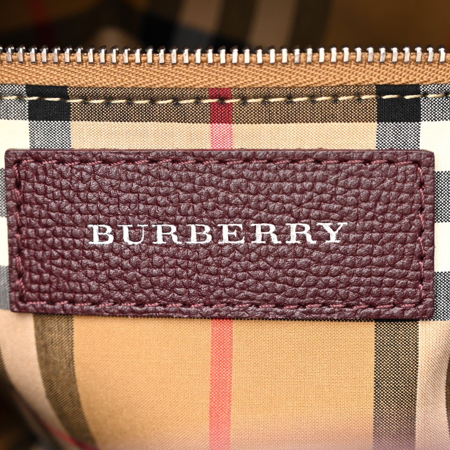 Burberry Grainy Calfskin House Check Small Banner Tote Mahogany Red 6 of 12