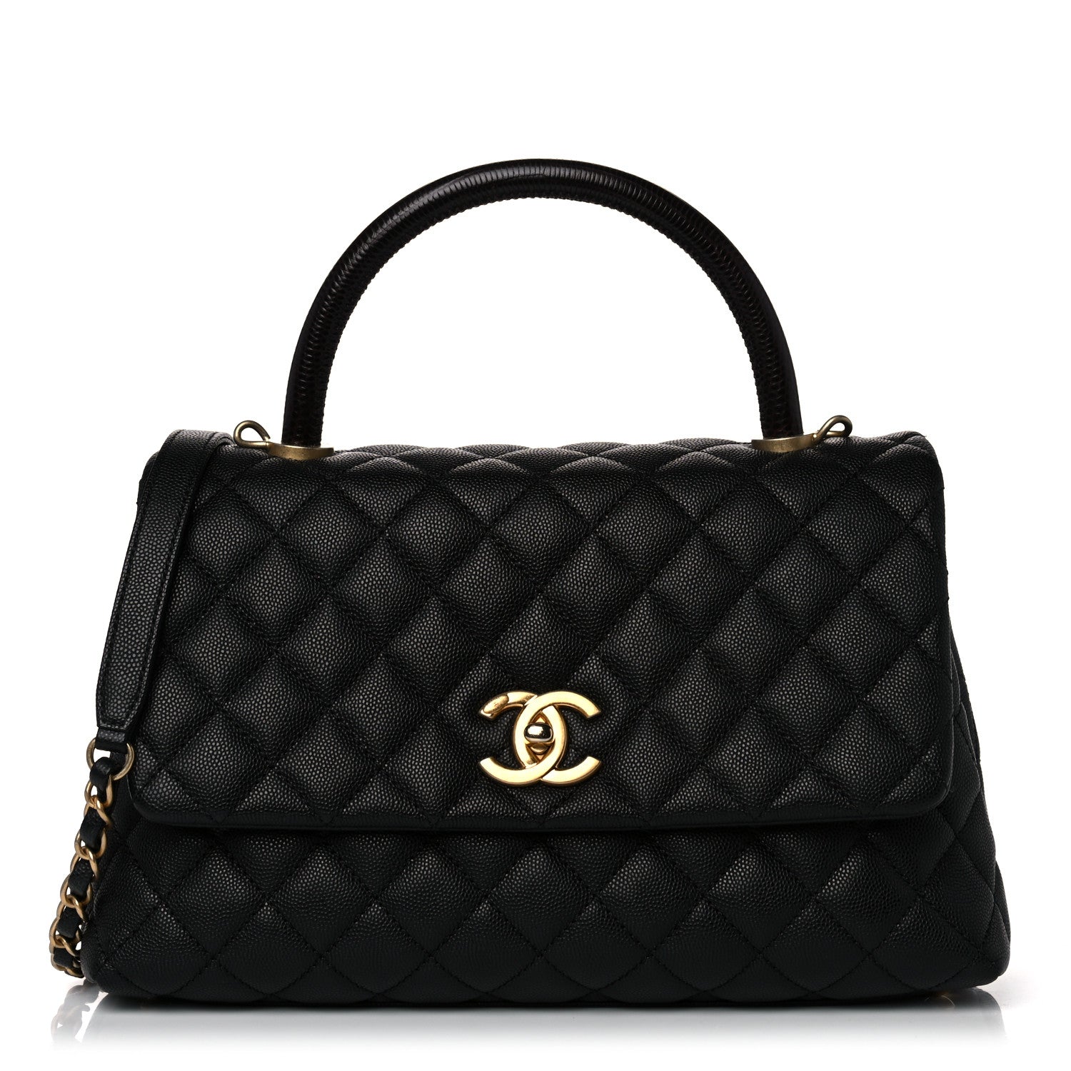 Chanel Caviar Lizard Quilted Small Coco Handle Flap Black 1 of 10
