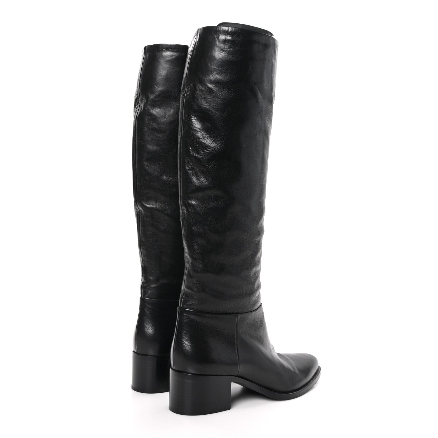 Prada Spazzolato Knee High Boots 37.5 Black 4 of 6