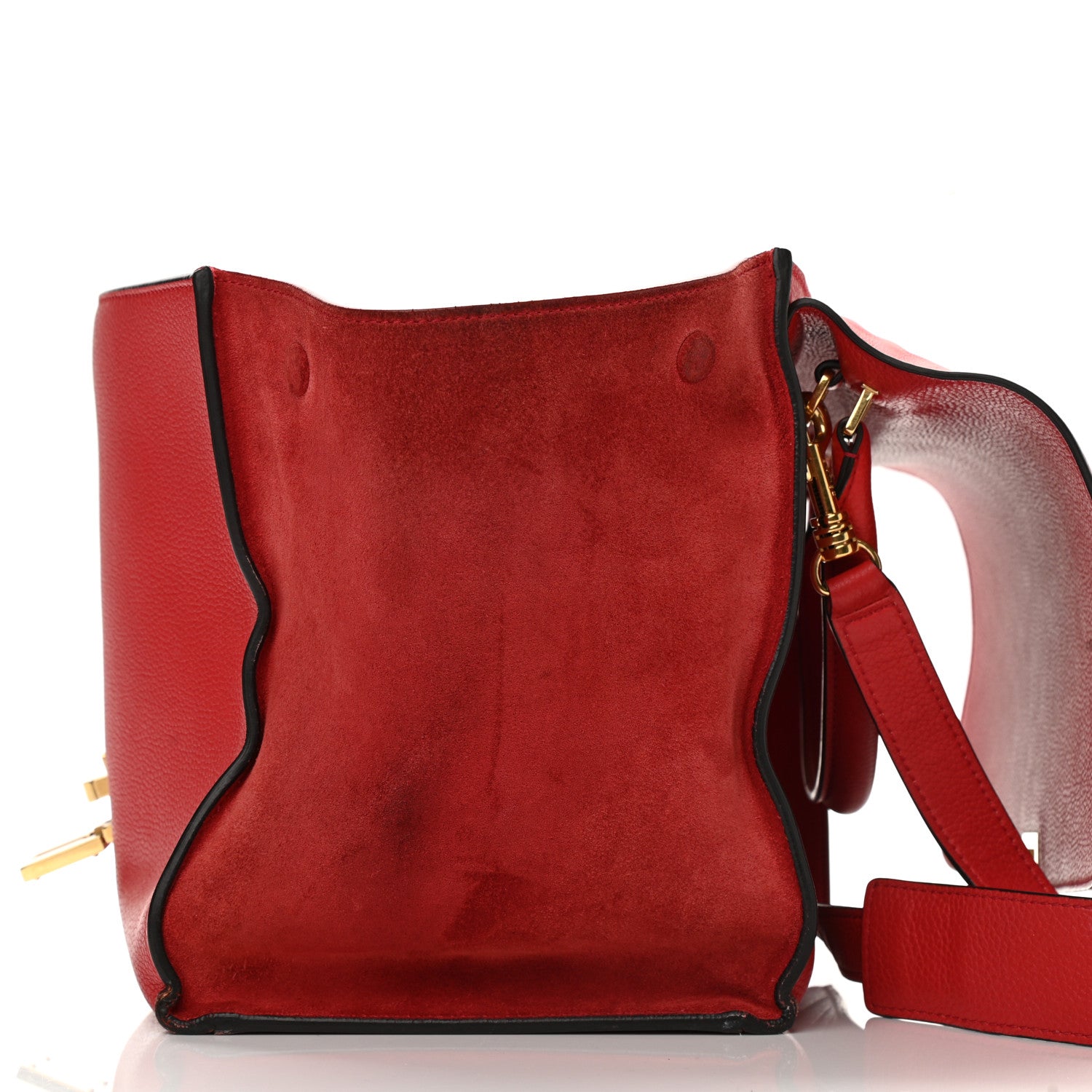 Celine Drummed Calfskin Suede Medium Trapeze Coquelicot 25 of 28