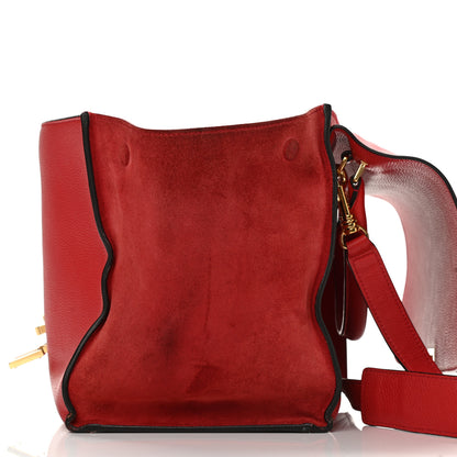 Celine Drummed Calfskin Suede Medium Trapeze Coquelicot 25 of 28