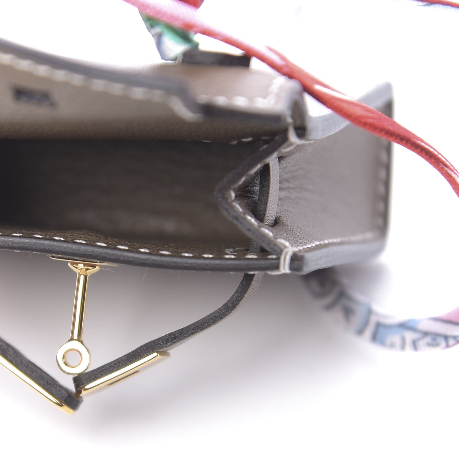 Hermes Tadelakt Mini Kelly Twilly Bag Charm Etoupe 3 of 6