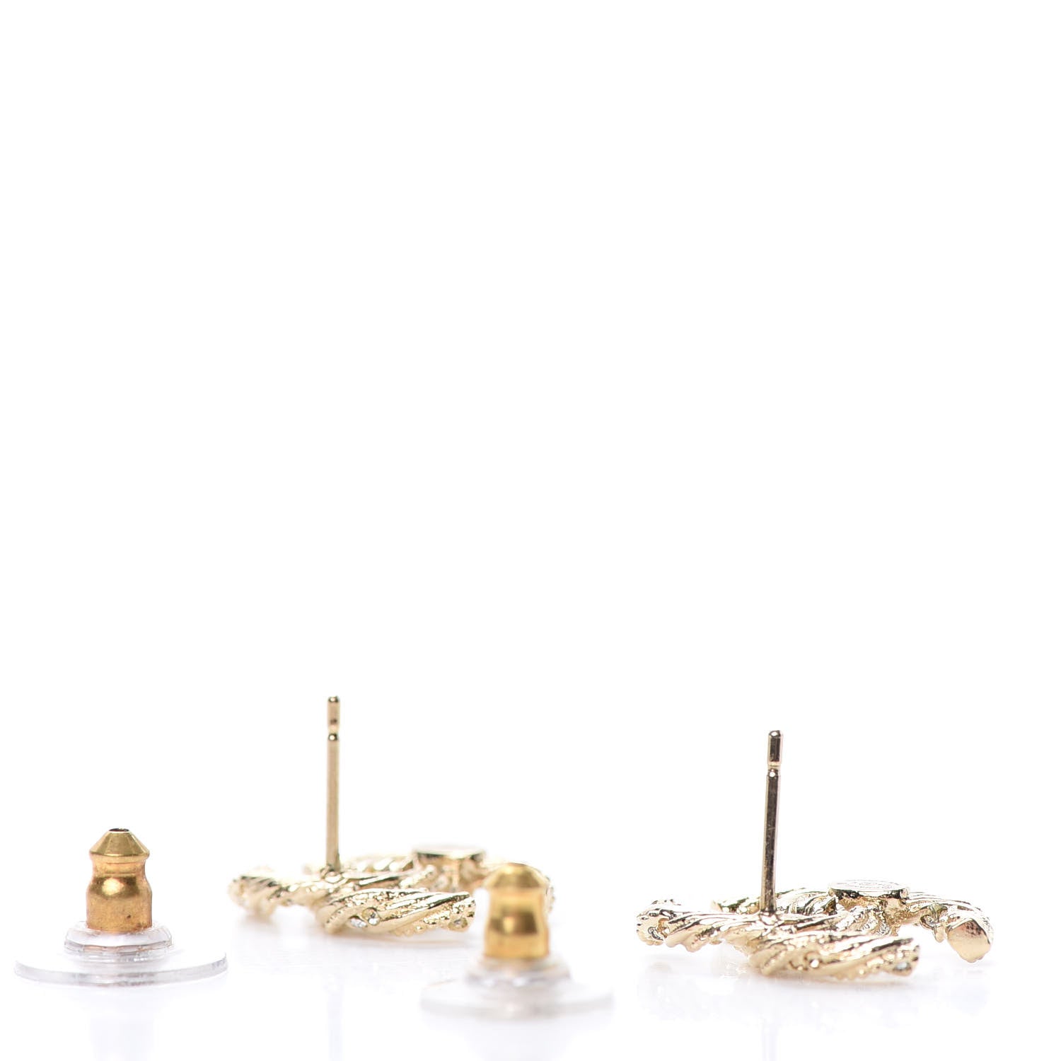 Chanel Crystal Twisted CC Earrings Gold 3 of 5