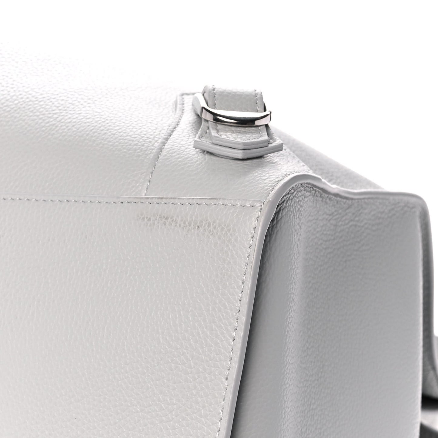 Grained Calfskin Neo Classic Silver Hardware Large Top Handle Bag Light Grey