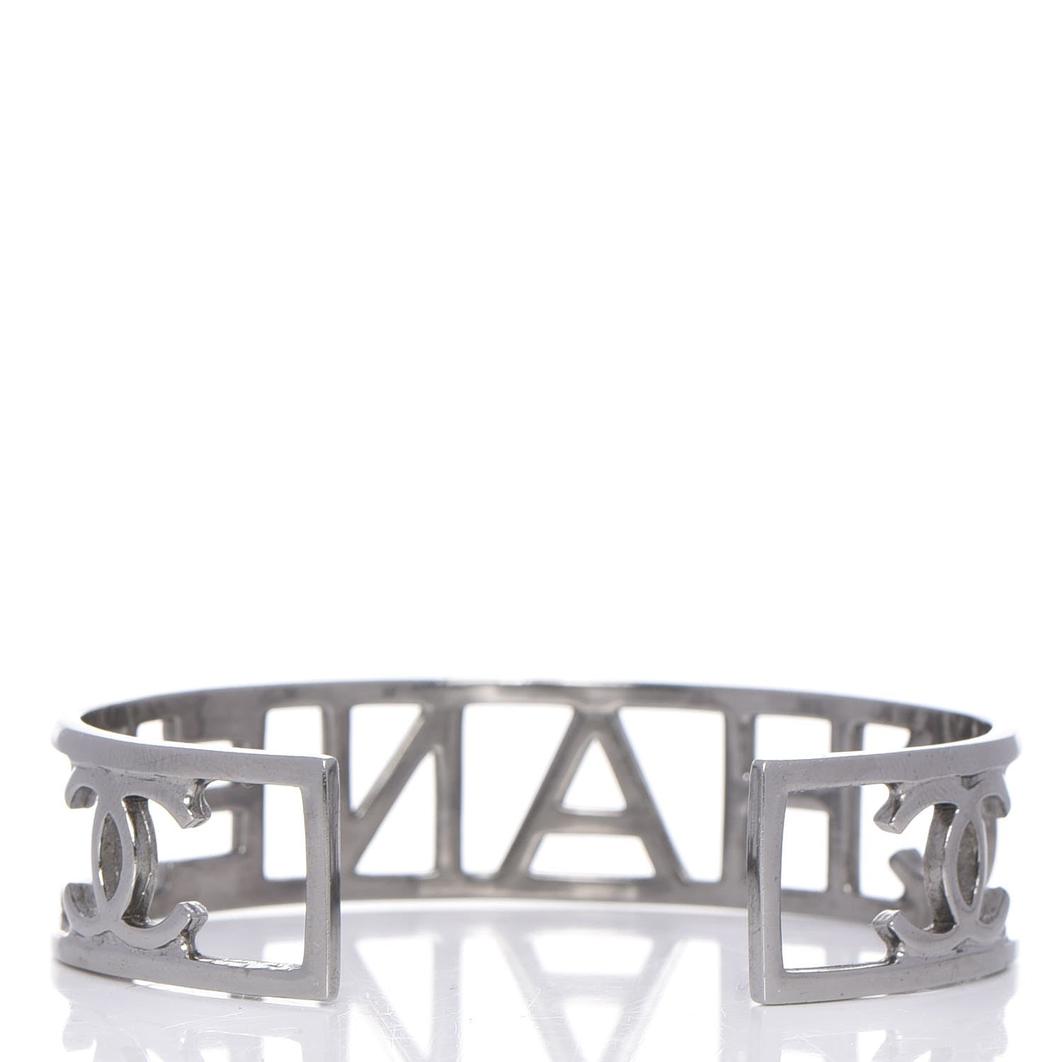 Chanel Metal Logo Cuff Silver 4 of 6