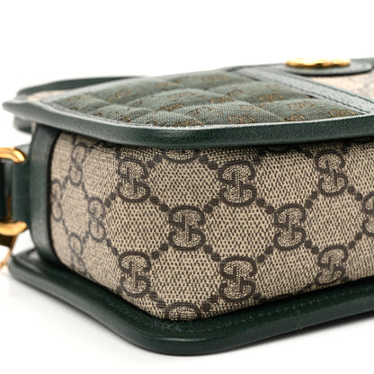 Gucci Monogram GG Mignon Textured Dollar Calfskin GG Supreme Monogram Quilted Mini GG Shoulder Bag Green Beige Ebony 8 of 9