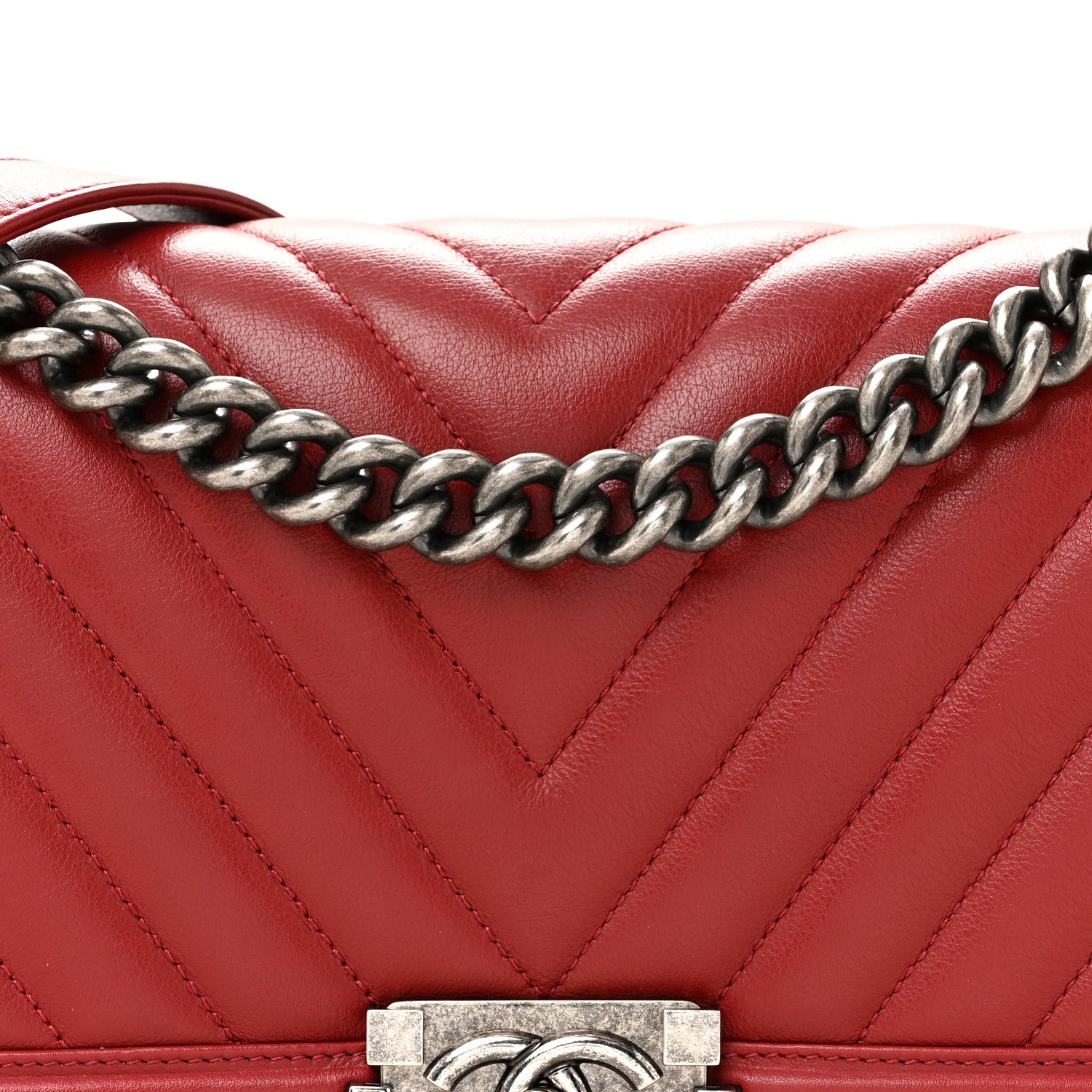 Chanel Calfskin Chevron Quilted Medium Boy Flap  Dark Red 8 of 14