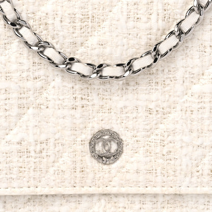 Chanel Tweed Quilted Wallet on Chain WOC White 9 of 11
