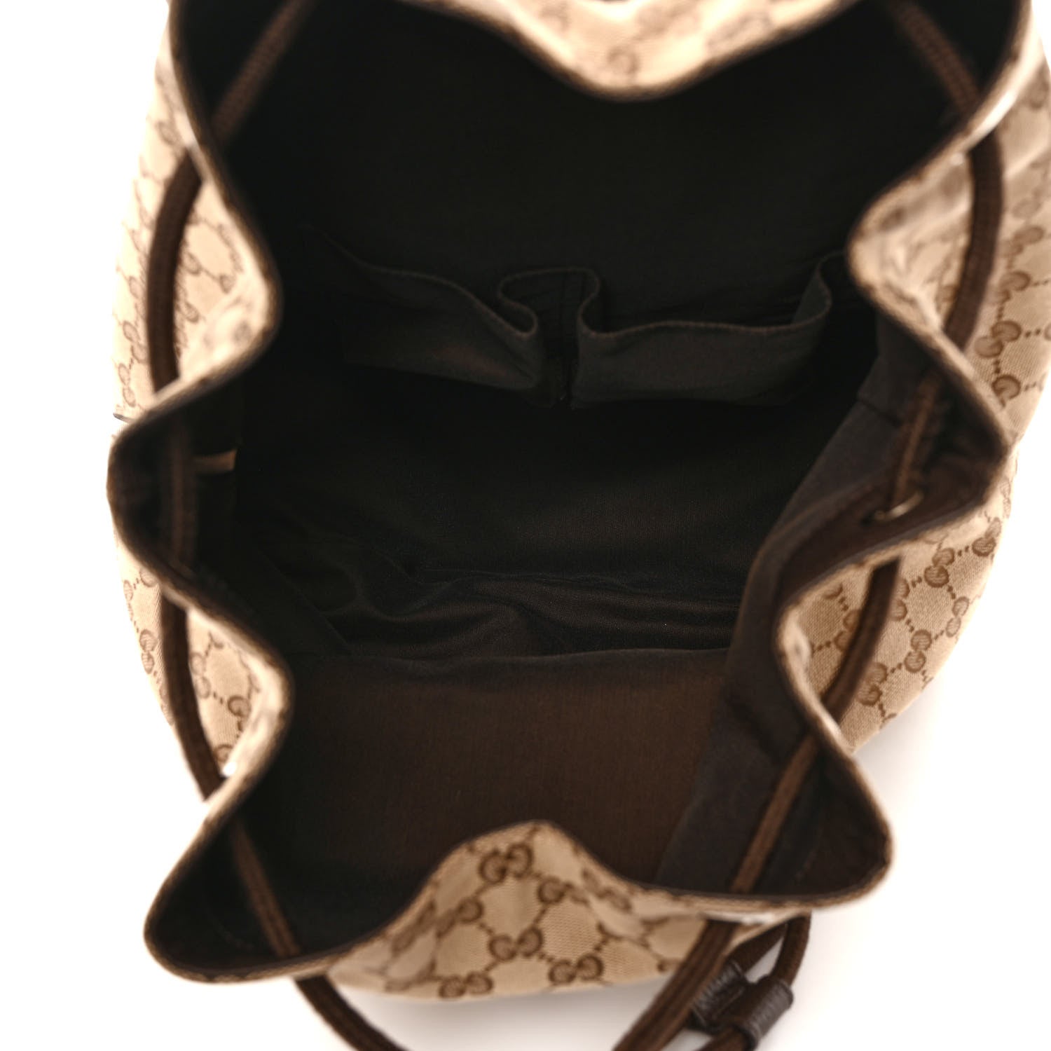 Gucci Monogram Dollar Calfskin O Drawstring Backpack Beige Ebony Testa di Moro Dark Chocolate 6 of 10