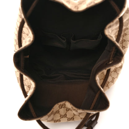 Gucci Monogram Dollar Calfskin O Drawstring Backpack Beige Ebony Testa di Moro Dark Chocolate 6 of 10