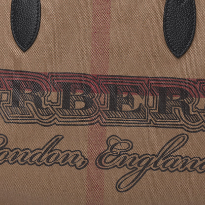Burberry Coated Canvas Mega Check Medium Doodle Tote Black 9 of 9