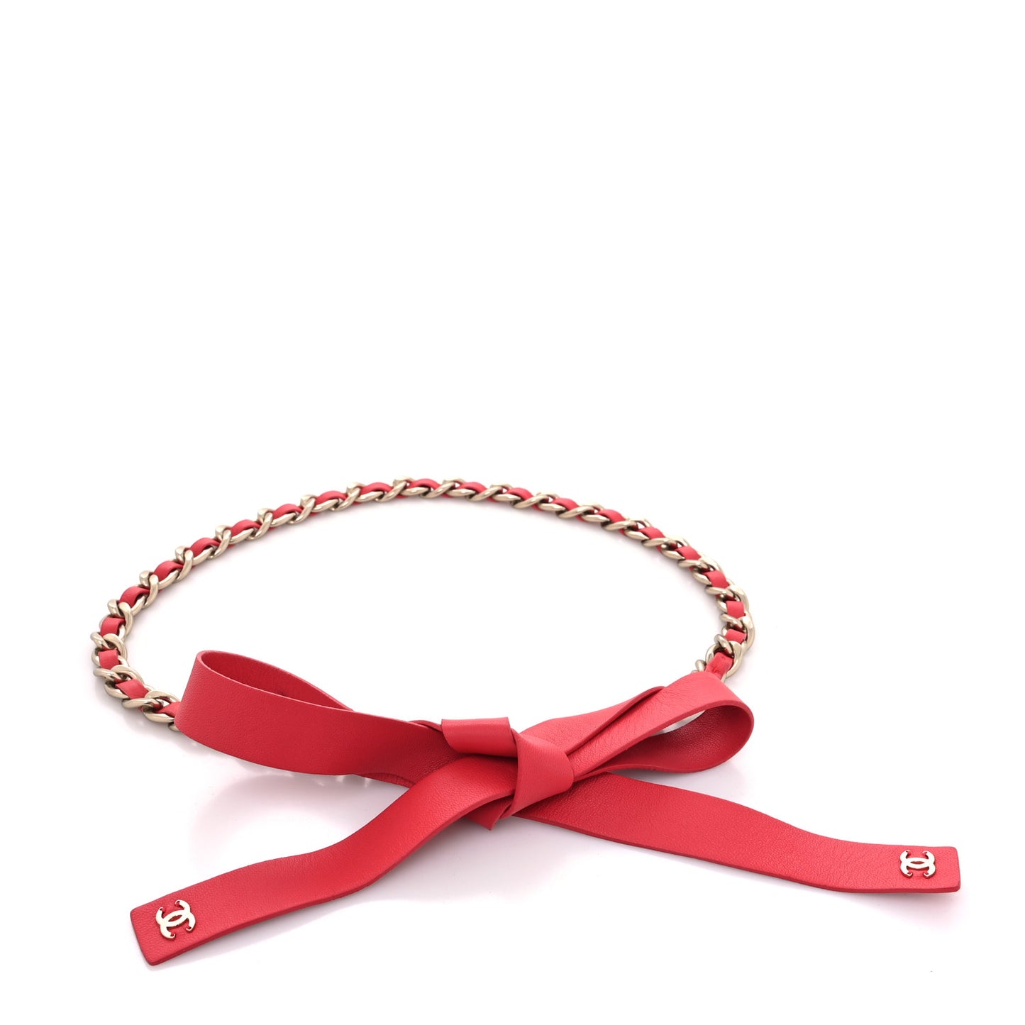 Lambskin Chain Belt S Red