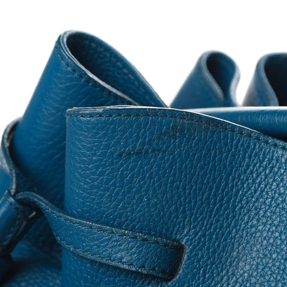 MCM Grained Calfskin Drawstring Bucket Bag Blue 12 of 16