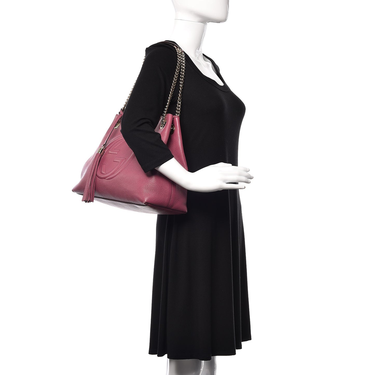 Pebbled Calfskin Medium Soho Chain Shoulder Bag Peonia Flower