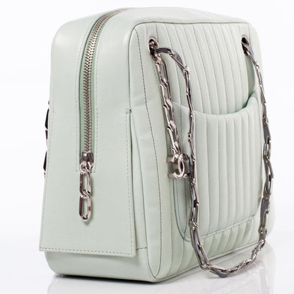 Chanel Lambskin Vertical Quilted Mademoiselle Camera Case Green 3 of 13