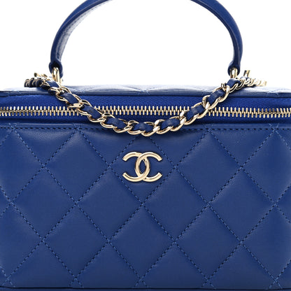Chanel Lambskin Quilted Small Top Handle Vanity Case With Chain Blue 8 of 11
