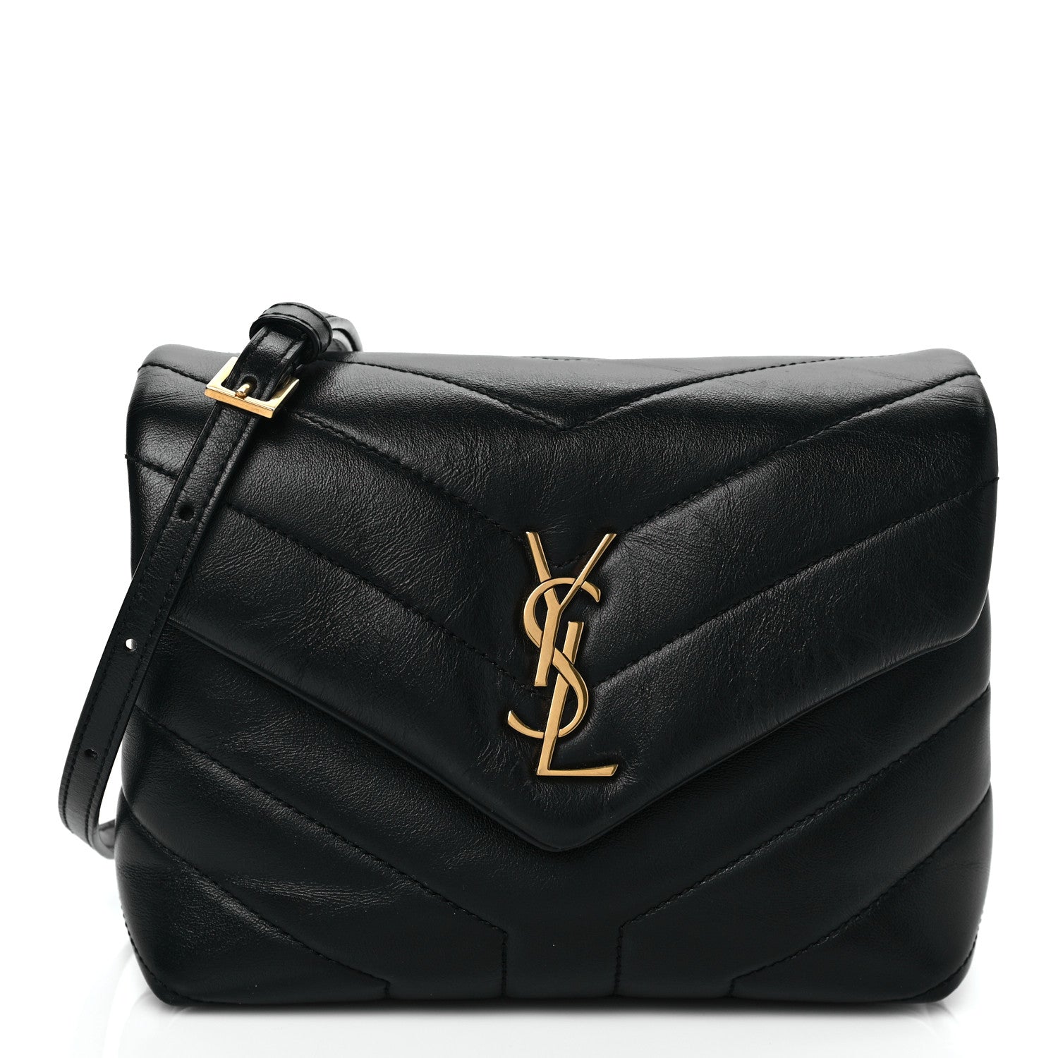 Saint Laurent Calfskin Y Quilted Monogram Toy Loulou Crossbody Bag Black 1 of 9