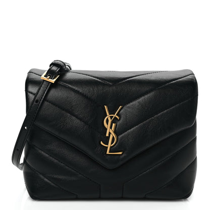 Saint Laurent Calfskin Y Quilted Monogram Toy Loulou Crossbody Bag Black 1 of 9