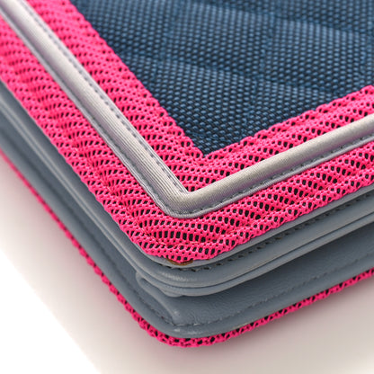 Chanel Canvas Quilted Fluo Boy Wallet On Chain WOC Dark Navy Fuchsia Grey 8 of 9