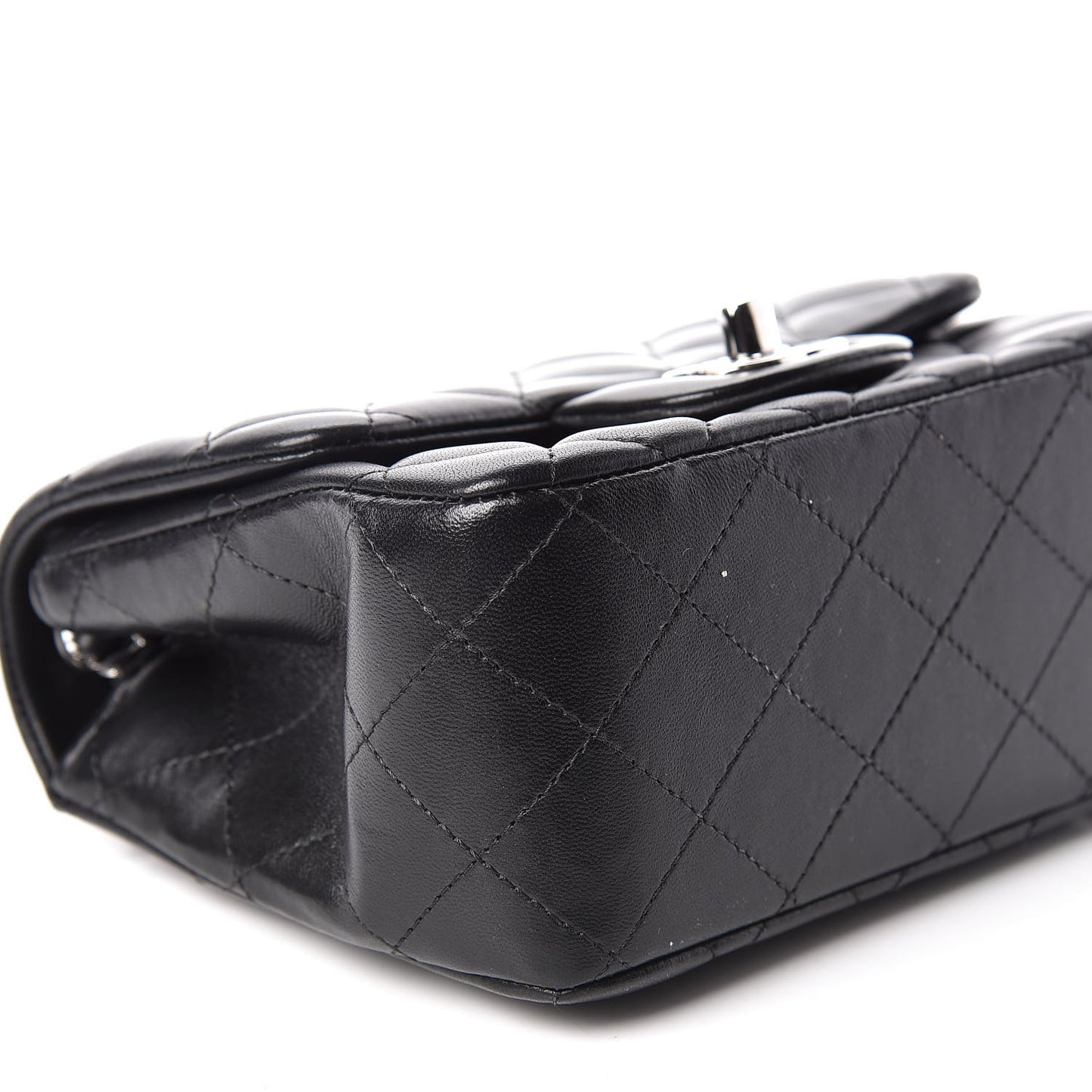Lambskin Quilted Mini Square Flap Black