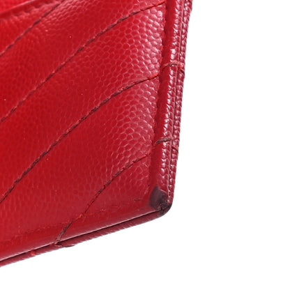 Saint Laurent Grain De Poudre Matelasse Chevron Monogram Credit Card Case New Red 13 of 18
