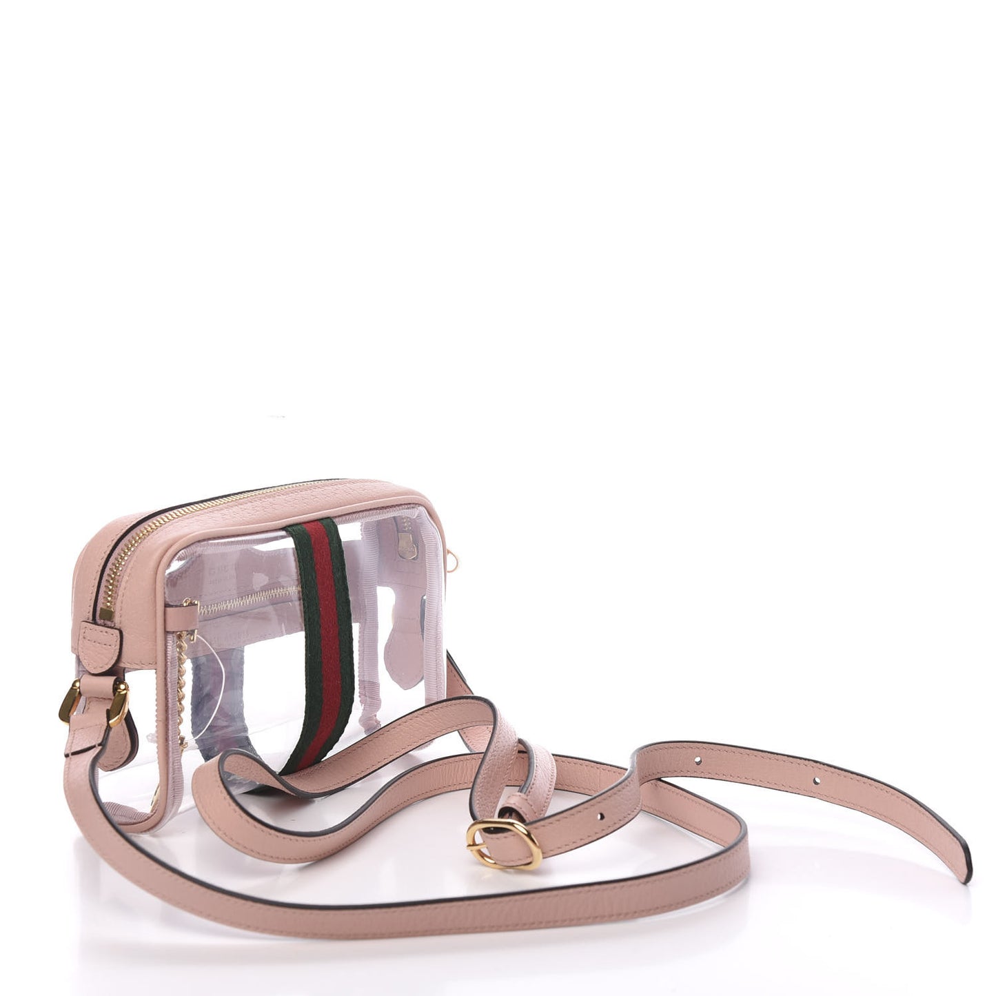 Vinyl Web Mini Ophidia Transparent Shoulder Bag Perfect Pink