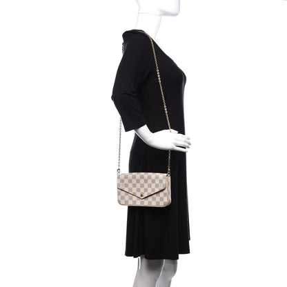 Louis Vuitton Damier Azur Pochette Felicie Chain Wallet Rose Ballerine 2 of 11
