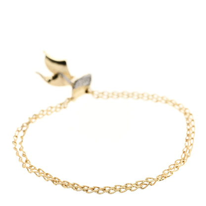 John Hardy 18K Yellow Gold Diamond Classic Chain Wave Hammered Pull Through Bracelet 3 of 4
