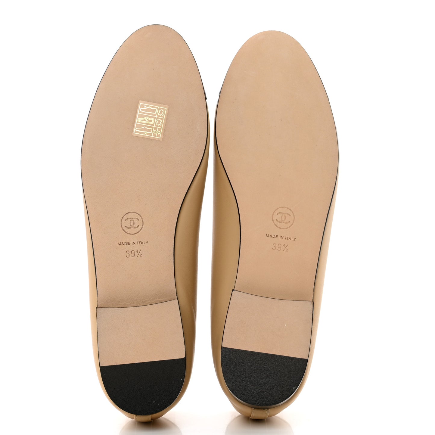 Lambskin Cap Toe Ballerina Flats 39.5 Beige Black