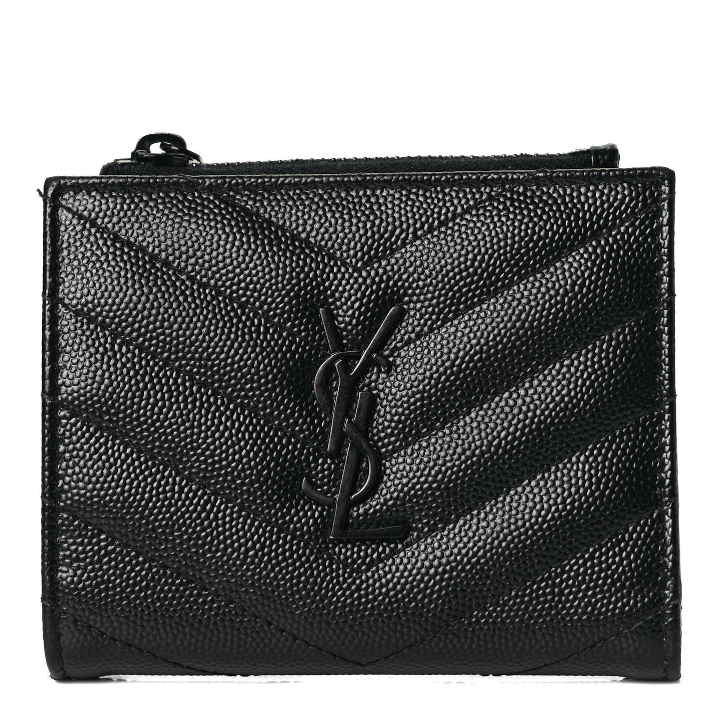 Grain De Poudre Matelasse Chevron Monogram Zipped Card Case Black