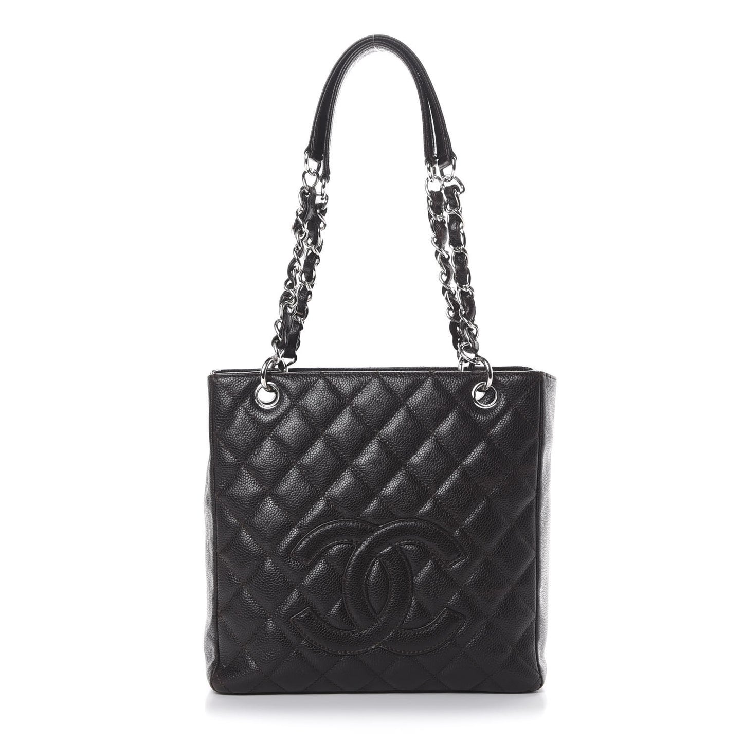 Caviar Petit Shopping Tote PST Dark Brown