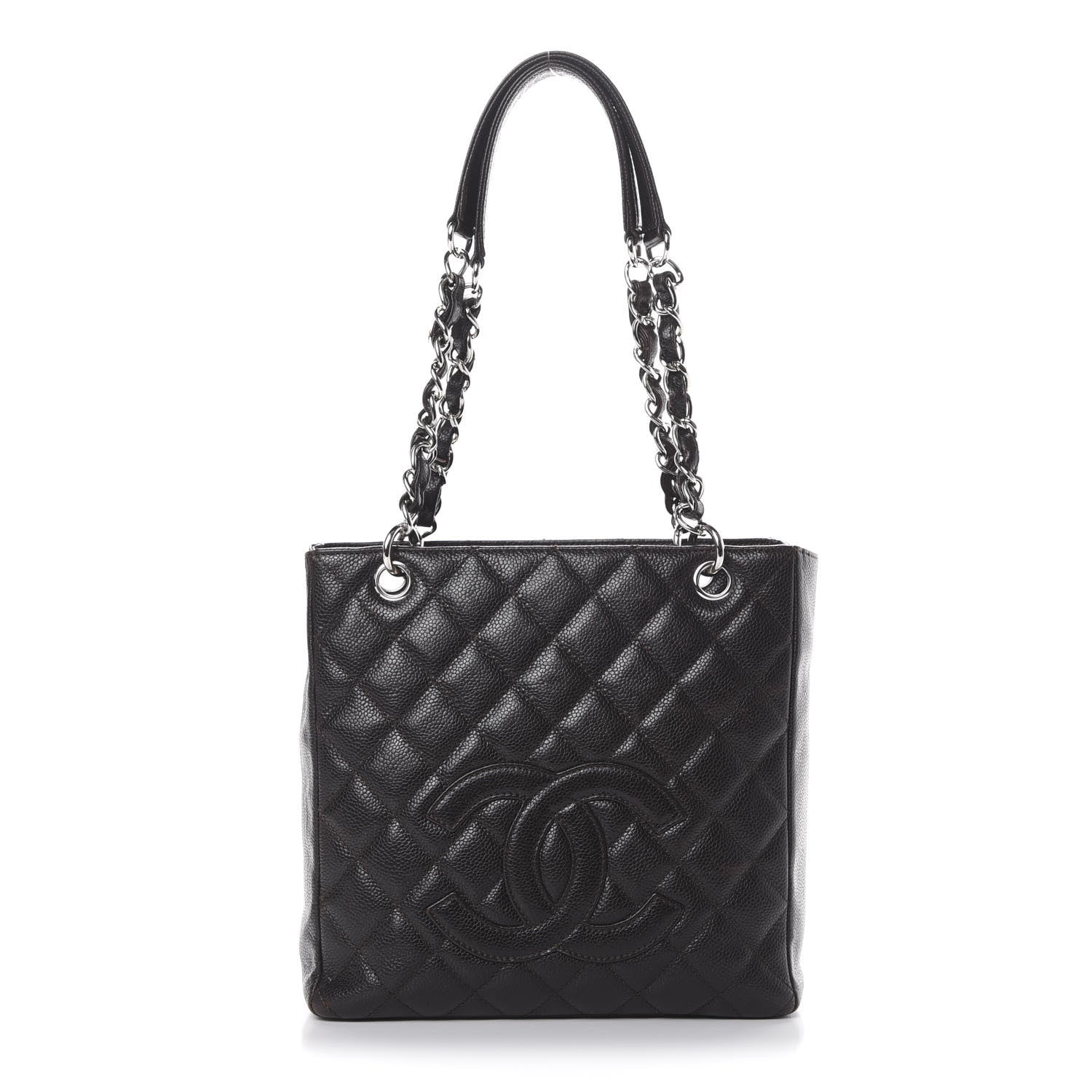Chanel Caviar Petit Shopping Tote PST Dark Brown 1 of 15
