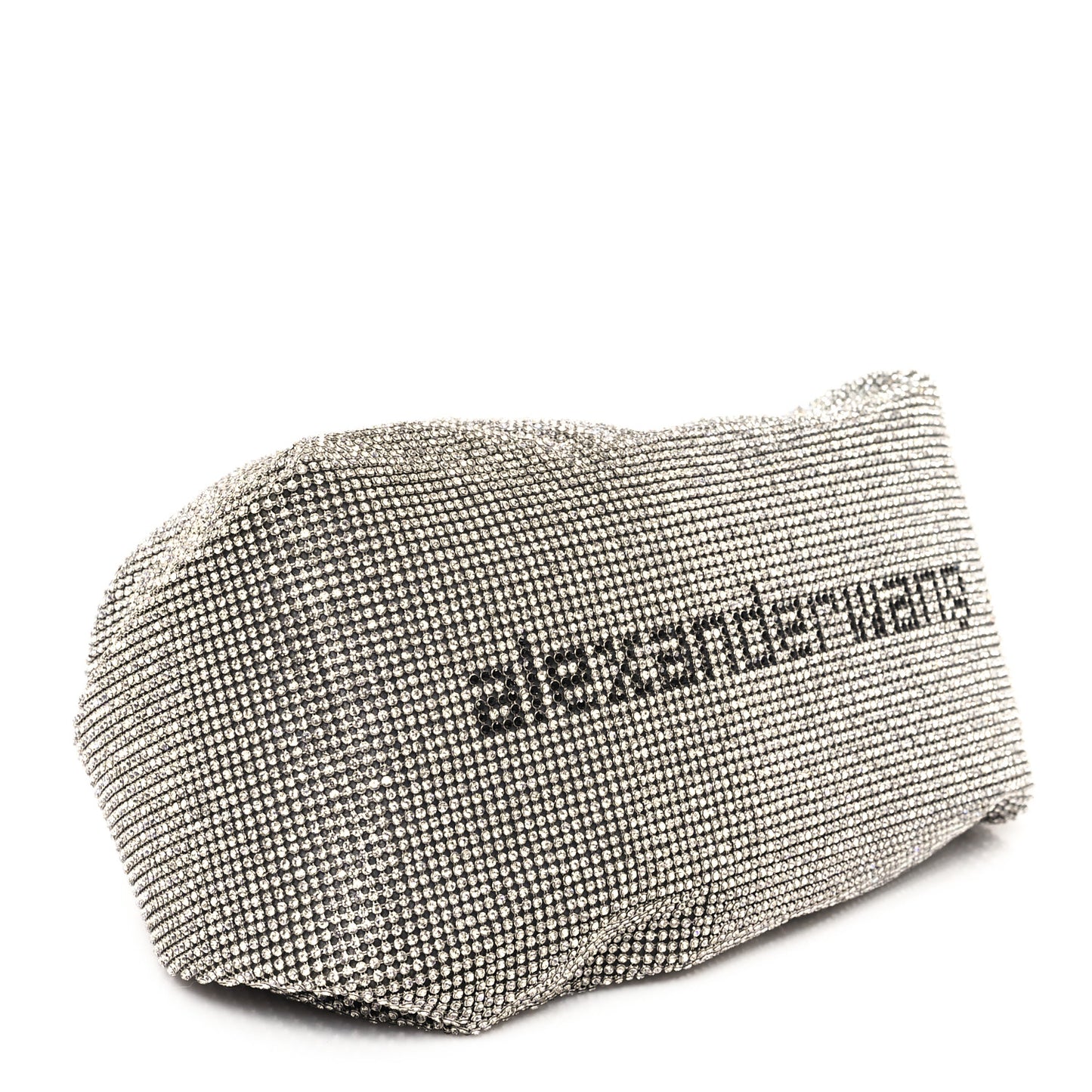 Mesh Crystal Rhinestone Mini Scrunchie Clutch Black Silver