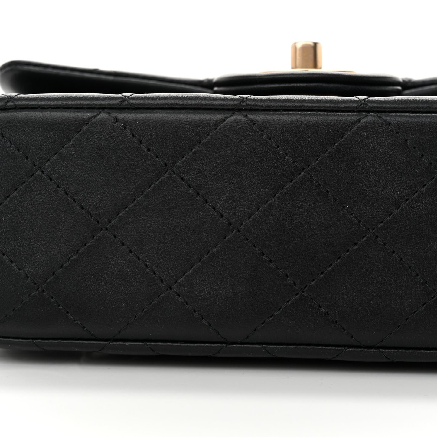 Lambskin Quilted Metal Mini Top Handle Rectangular Flap Black