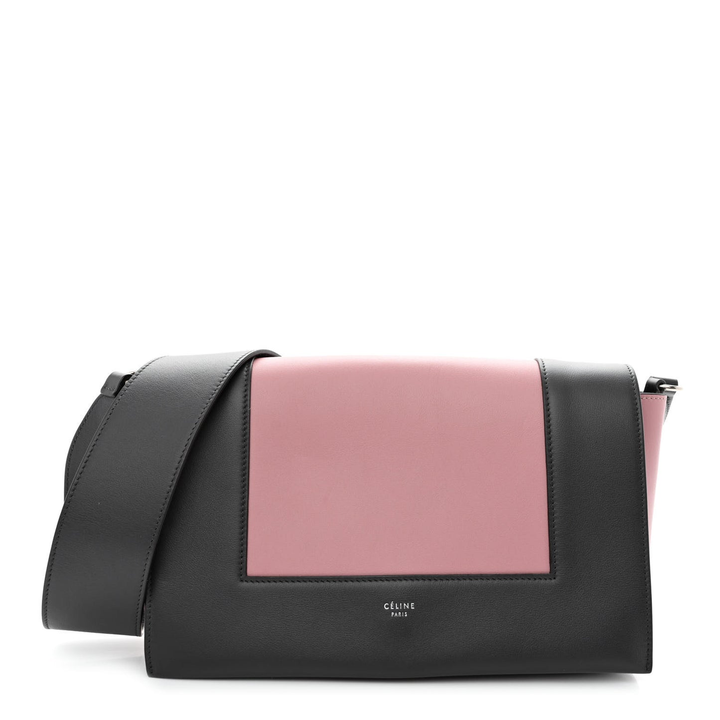 Shiny Smooth Calfskin Medium Frame Shoulder Bag Liquorice Antique Rose